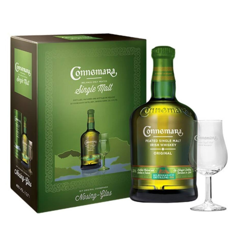 Connemara Single Malt Whiskey díszdobozban 2 pohárral 40% 0,7L